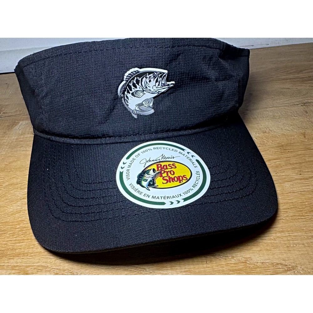 BASS PRO SHOPS JOHNNY MORRIS BLACK FISHING VISOR OSFM ADJ EMBROID POLY
